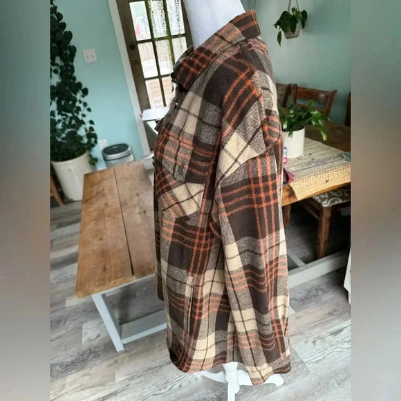 Caitefaso Womens Plaid Wool Jacket Button Down Long Sleeve - Picture 4 of 4